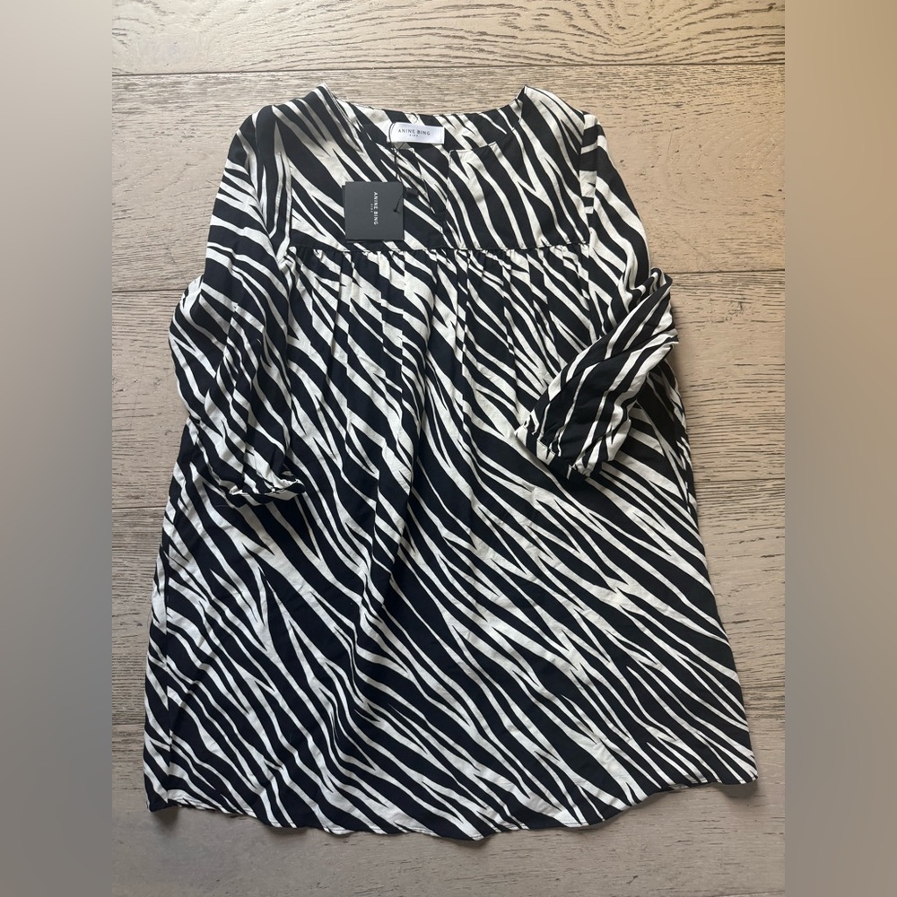 Anine Bing Black and White Zebra Pattern Dress